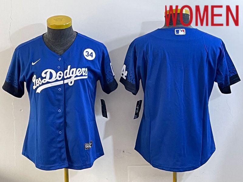 Women Los Angeles Dodgers blank 2024  blue jersey 202411285
